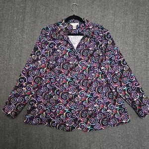 CJ Banks Jacket Women 2X Paisley Button Up Collared Lightweight Blazer Art‎